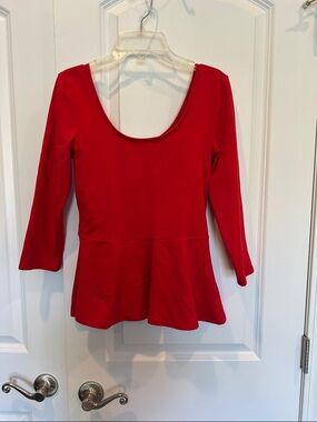 Express Red Scoop-Neck Peplum Top